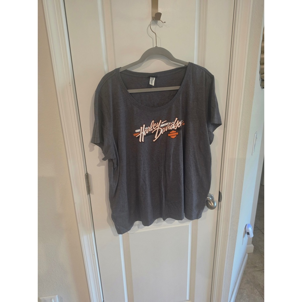Harley-Davidson Buffalo Bill Cody Wyoming Graphic T-Shirt Gray Womens 3X AXH6736
